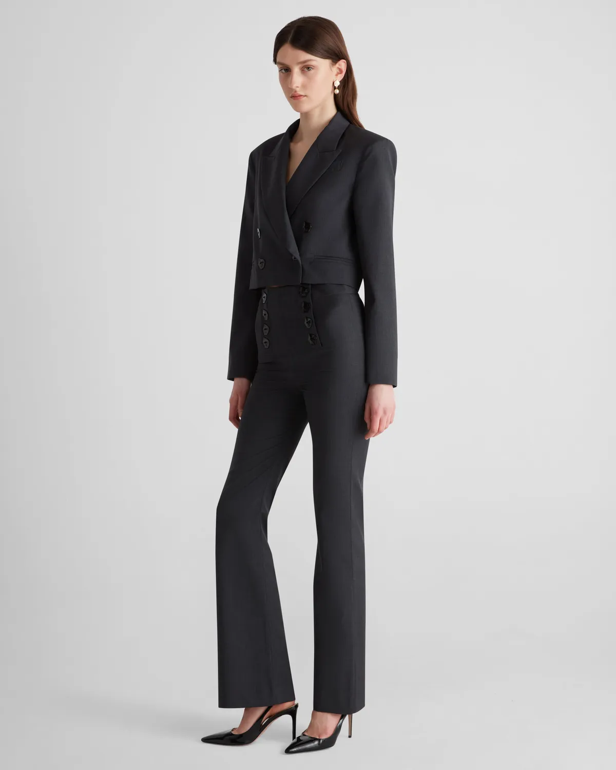 Violante Nessi Matisse Pantaloni Lana Grigi Svasati