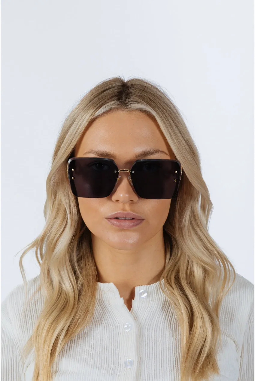 SVNX Rimless Oversized Square occhiali da sole nero oro