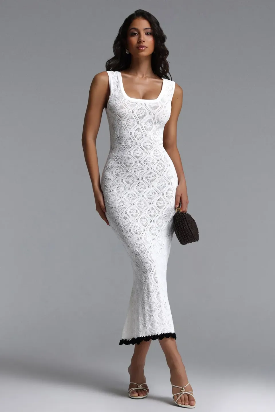 Bella Barnett Etta abito maxi bianco maglia bodycon