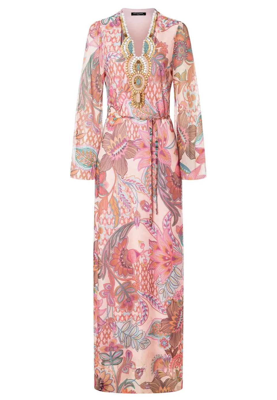 Ana Alcazar Pelaroly caftano maxi floreale rosa