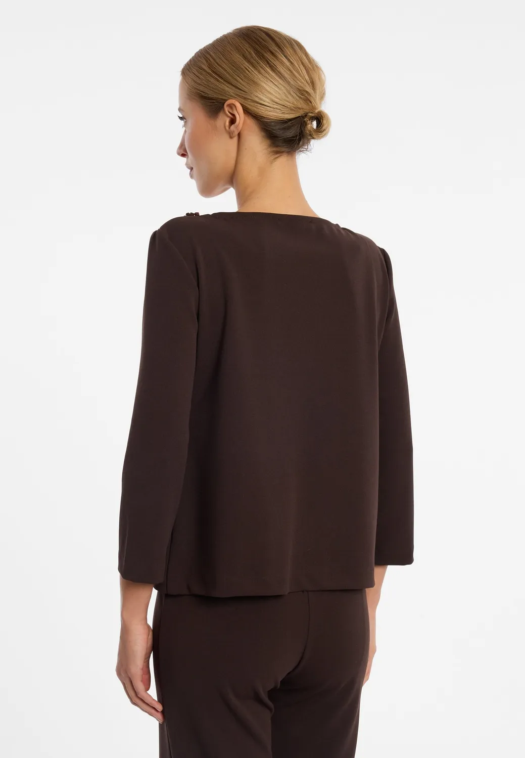 Ana Alcazar Engolys top elegante perline scollo barca