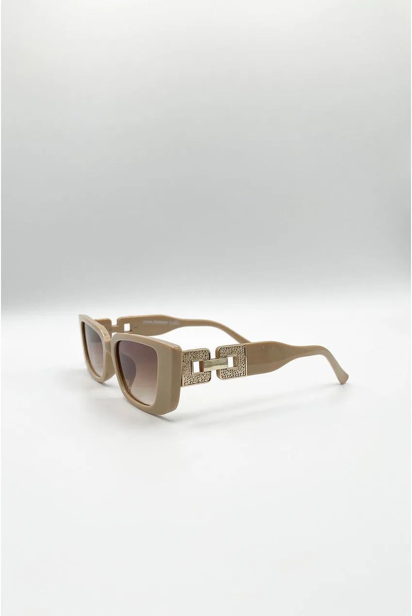 SVNX occhiali da sole kaki lente marrone cat-eye rettangolare