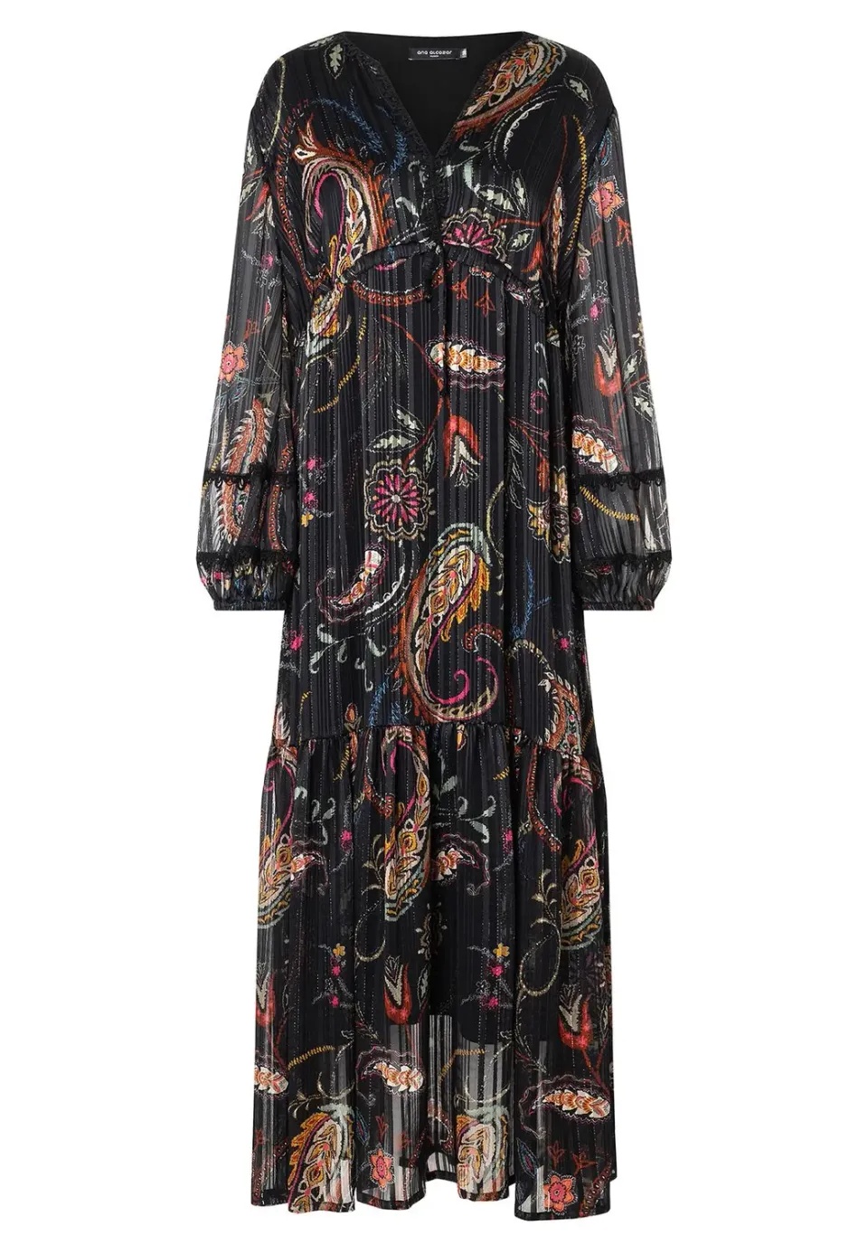 Ana Alcazar Habwy vestito lungo paisley balze