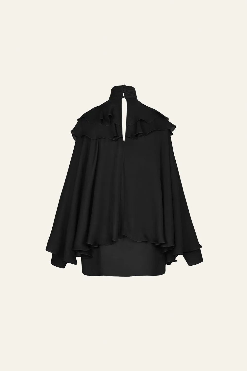 Johanna Ortiz Aroma Invernal top seta nero volant