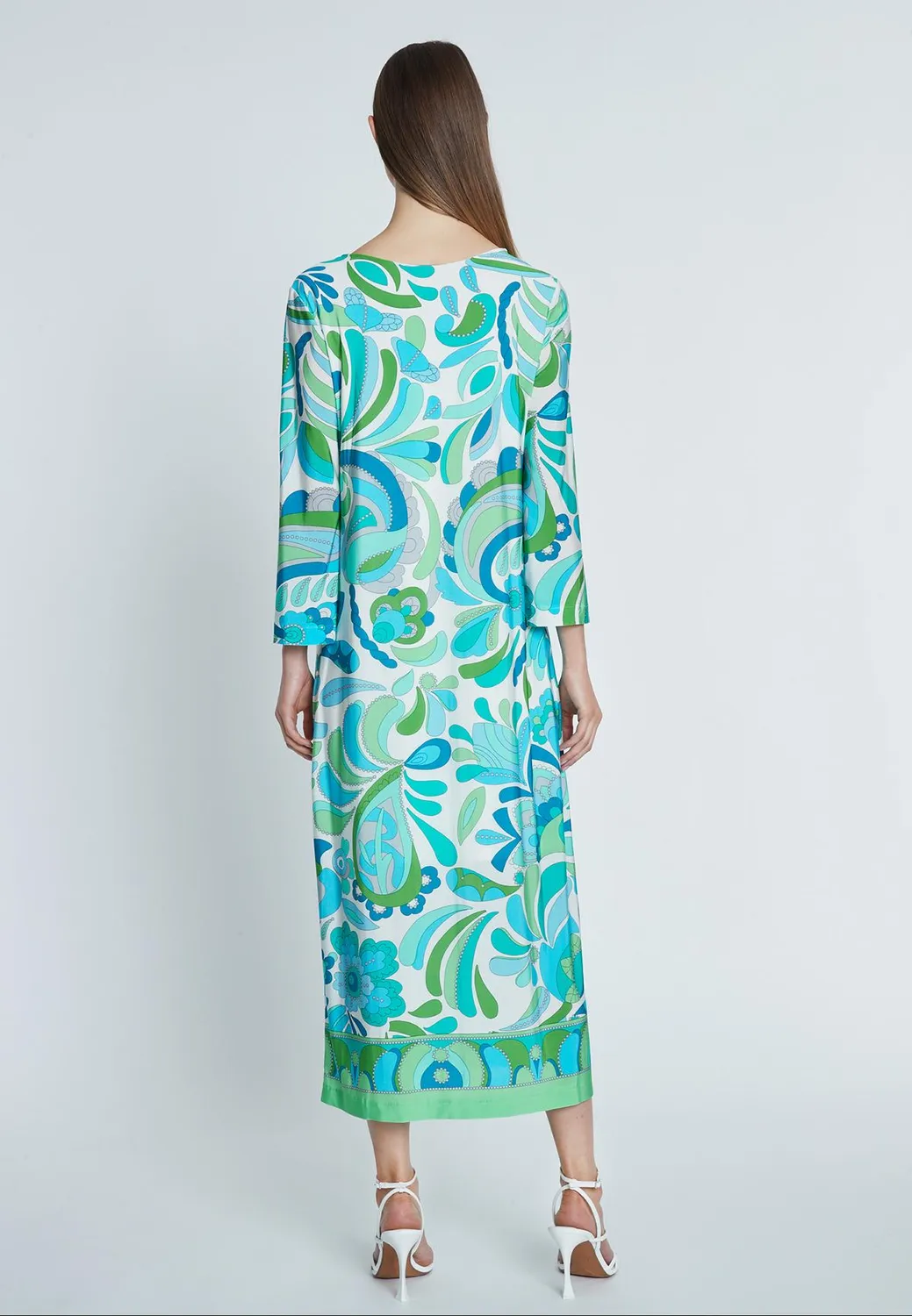 Ana Alcazar Riali caftano maxi jersey foglie