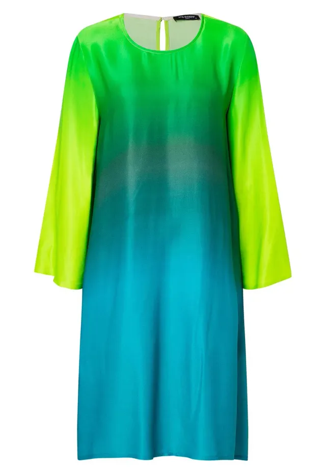 Ana Alcazar Rapyas abito tunica sfumato aqua lime maniche