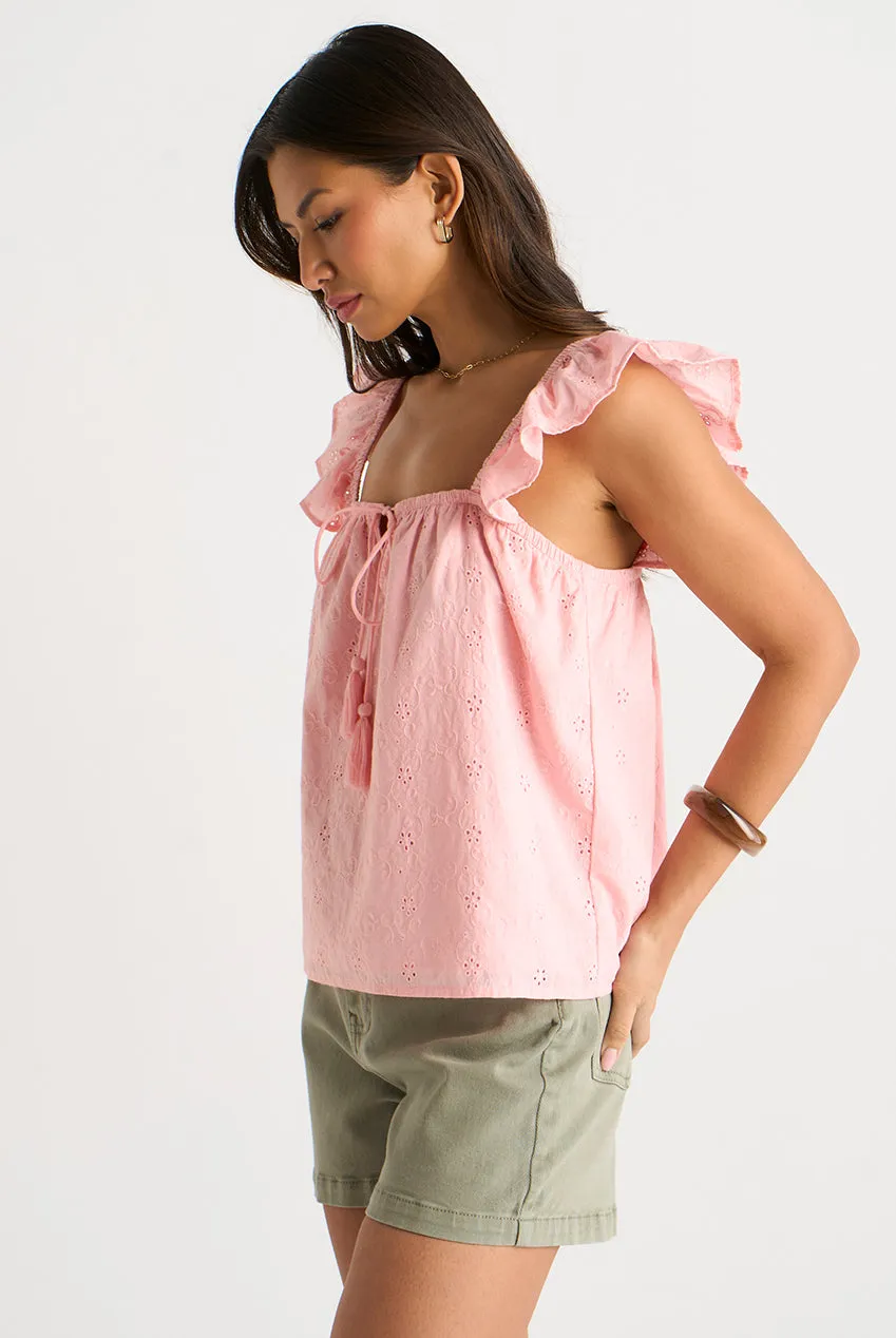 Gini London Top Rosa Pizzo Sangallo Volant