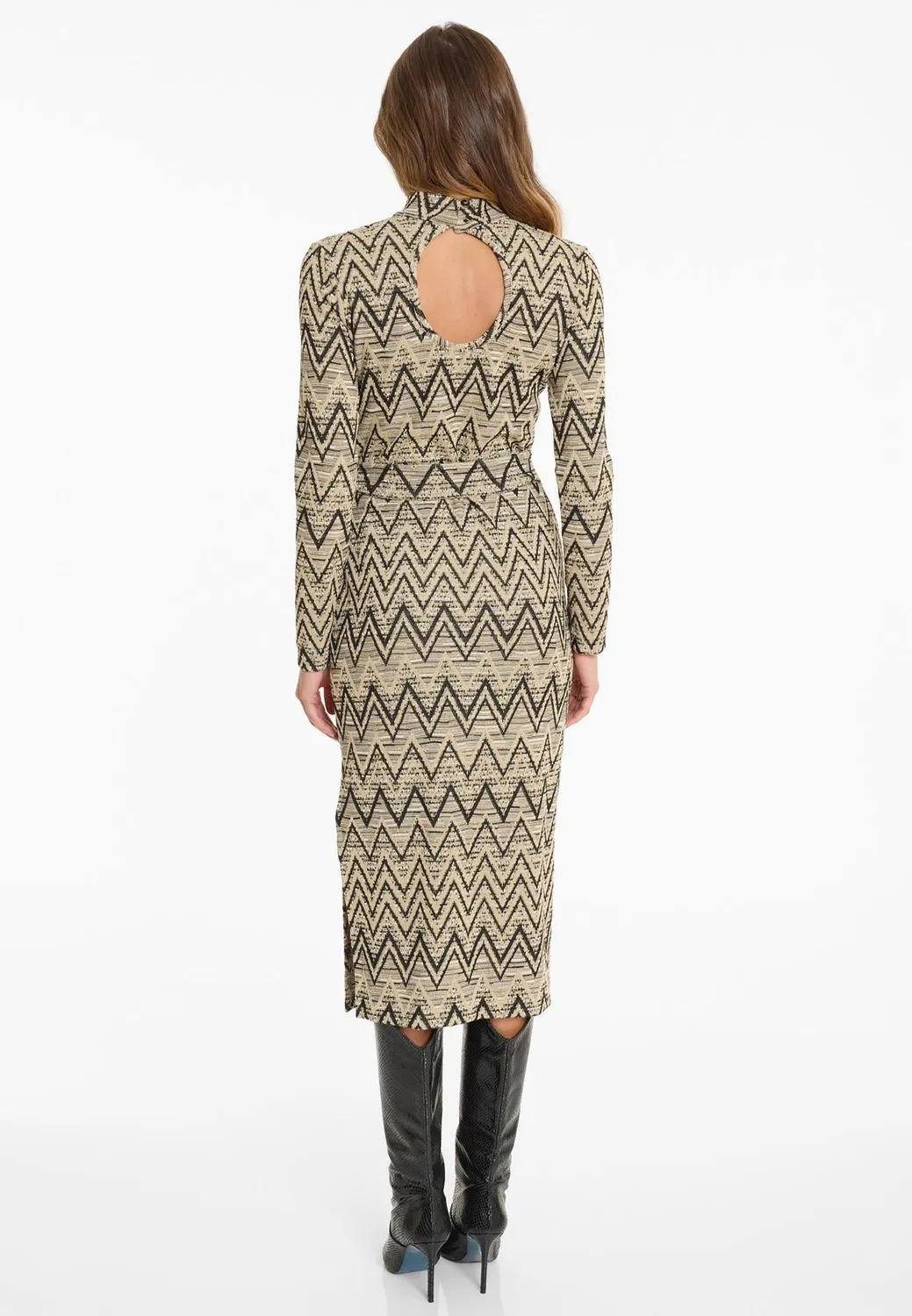 Ana Alcazar Ashana abito tubino zigzag beige