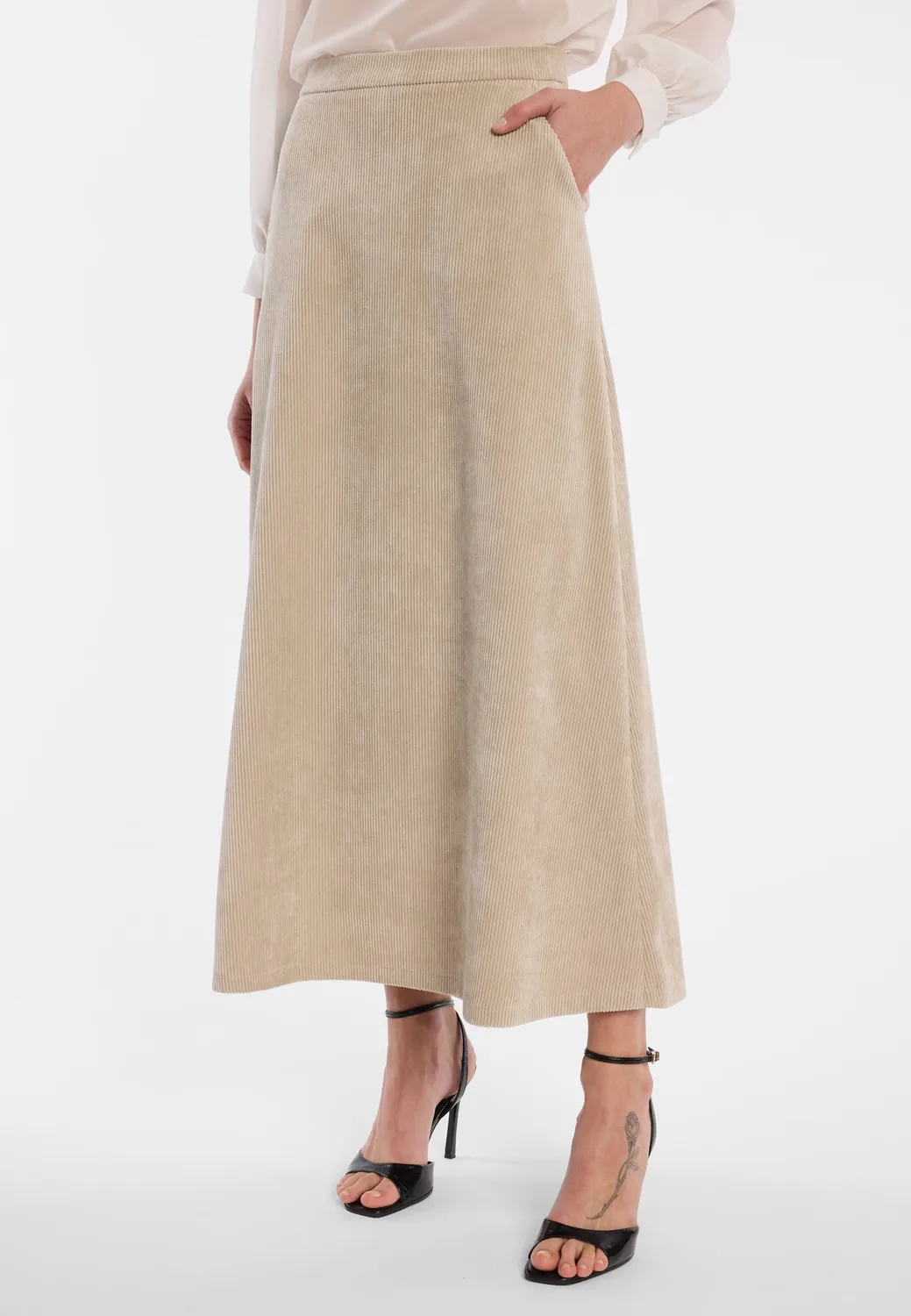 Ana Alcazar Enliru gonna midi velluto beige