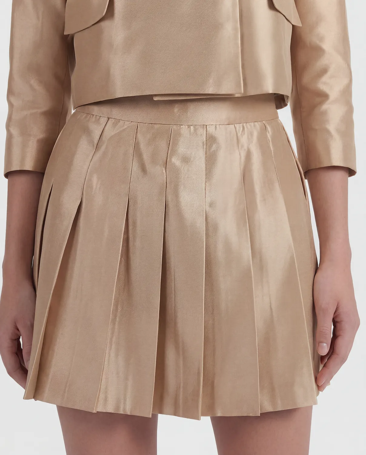 Violante Nessi Hovel skort beige in mikado di seta