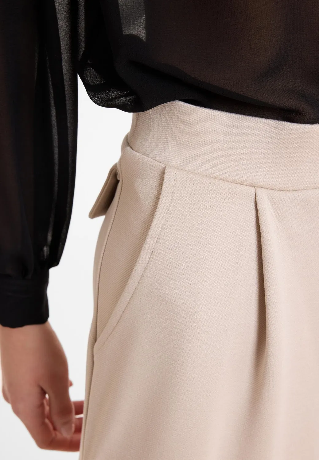 Ana Alcazar Aino pantaloni palazzo ecru pieghe