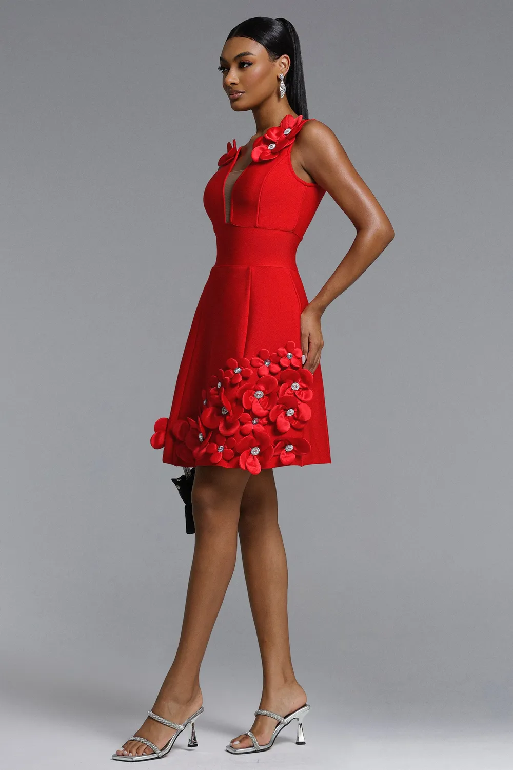 Bella Barnett Juyce abito mini rosso floreale bandage