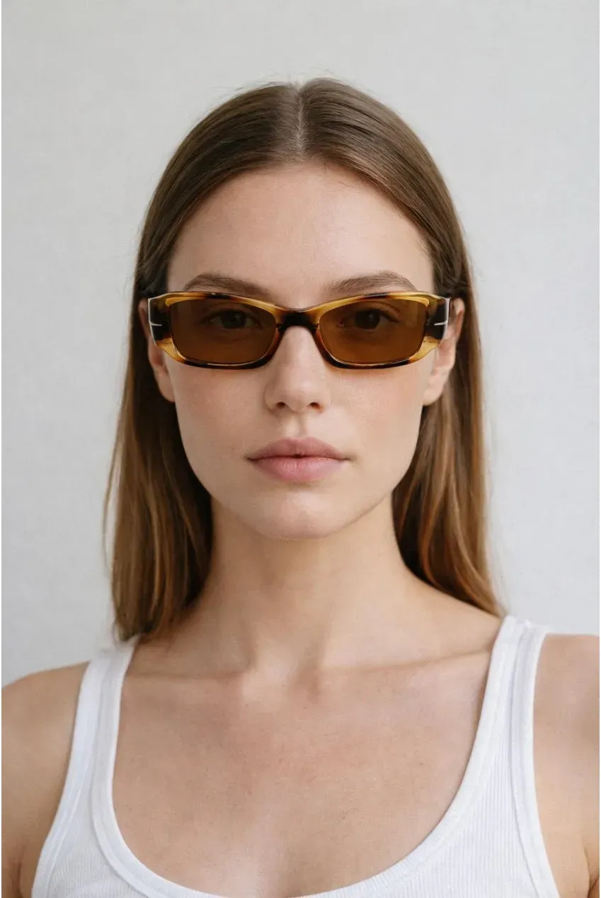 SVNX Bold Rectangle occhiali da sole marroni audaci