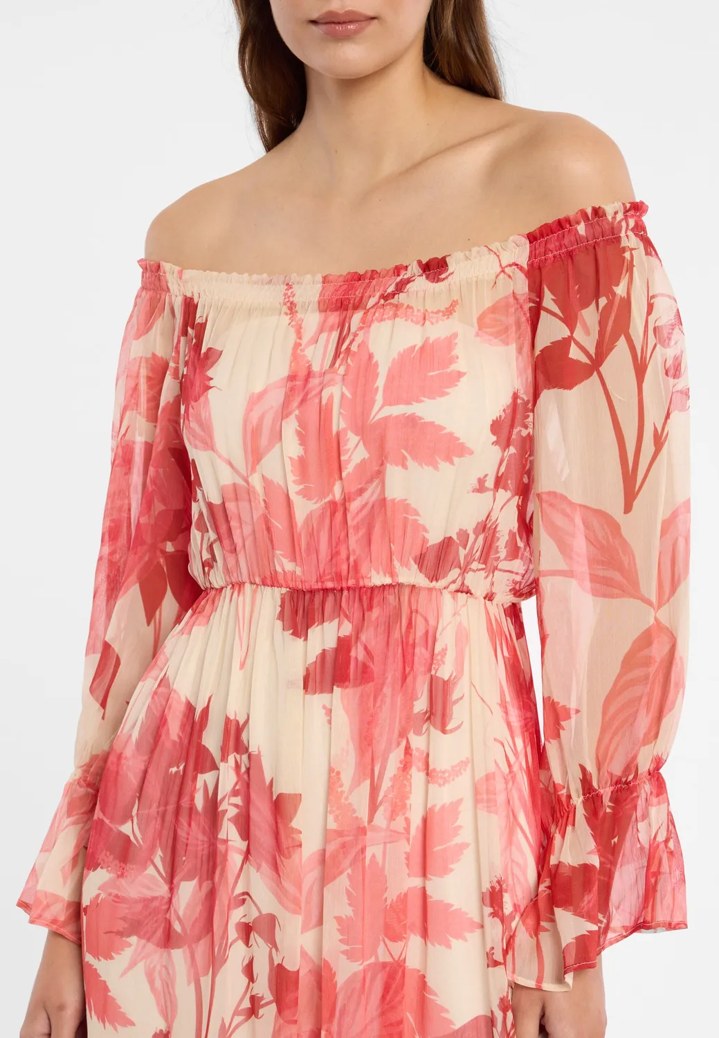 Ana Alcazar Doreyam abito lungo floreale off-shoulder