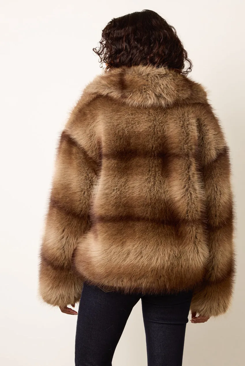 Blue Vanilla giacca cappotto pelliccia corta mocha S/M