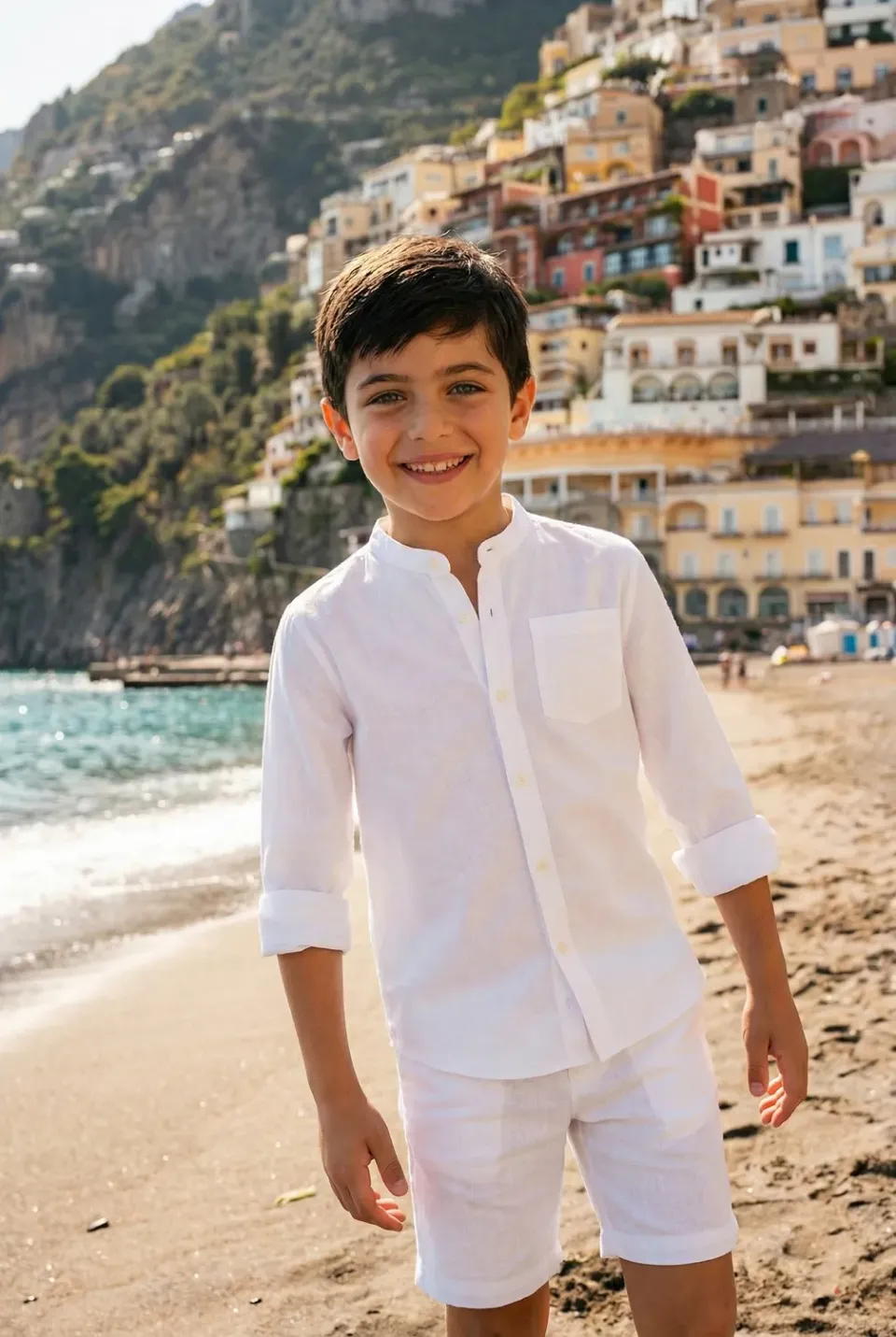 Antica Sartoria Positano FC327 camicia coreana bianca cotone