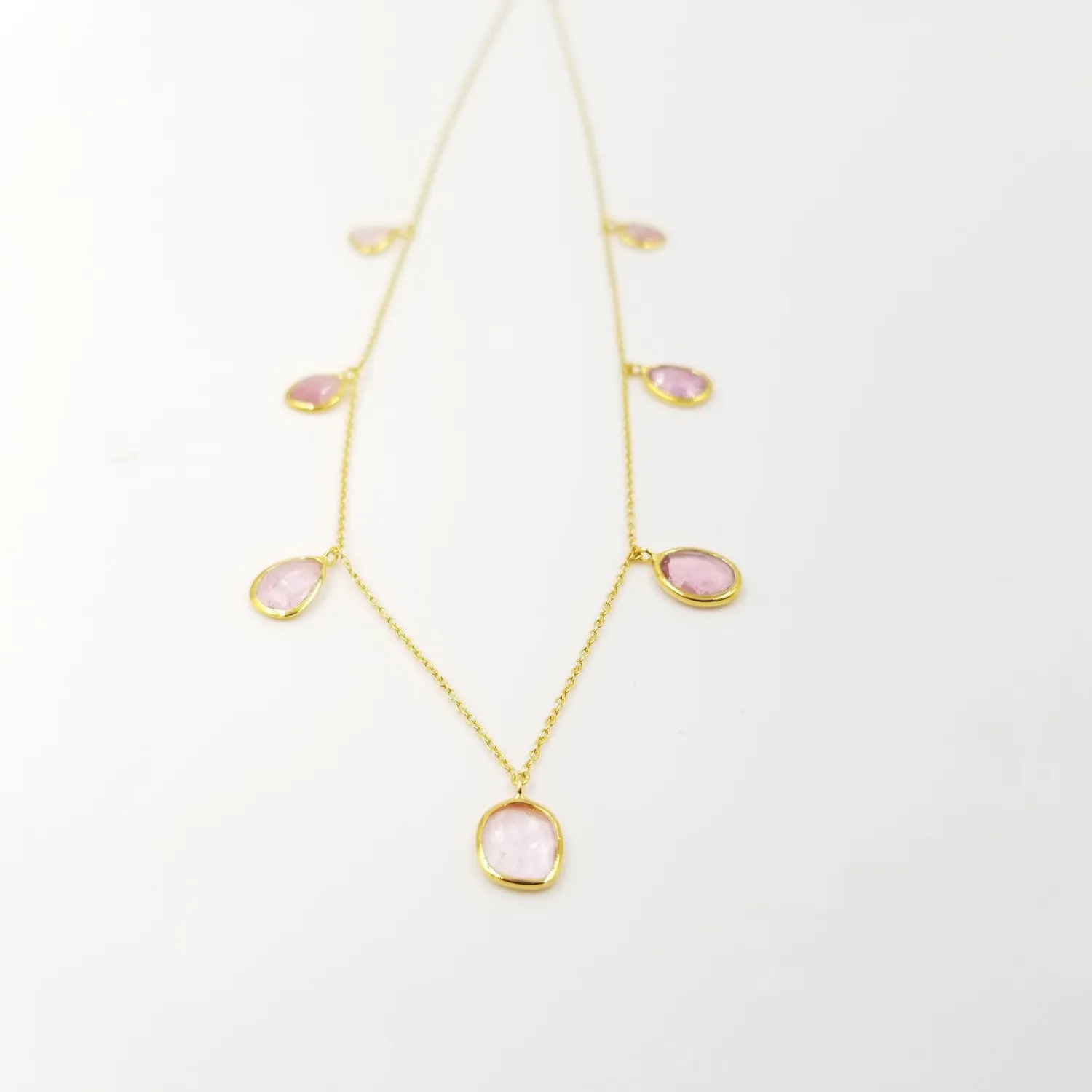 Our Dve Pink Tourmaline Choker collana placcato oro tormalina rosa