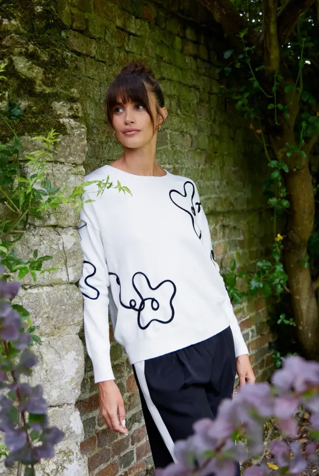 Blue Vanilla Floral Pattern maglione bianco floreale