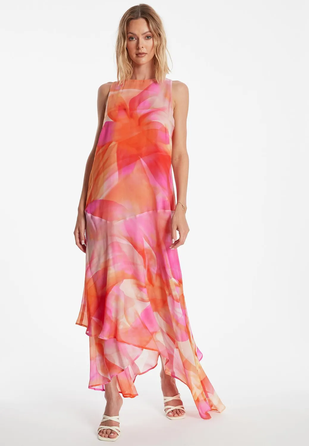 Ana Alcazar Zela abito maxi chiffon floreale