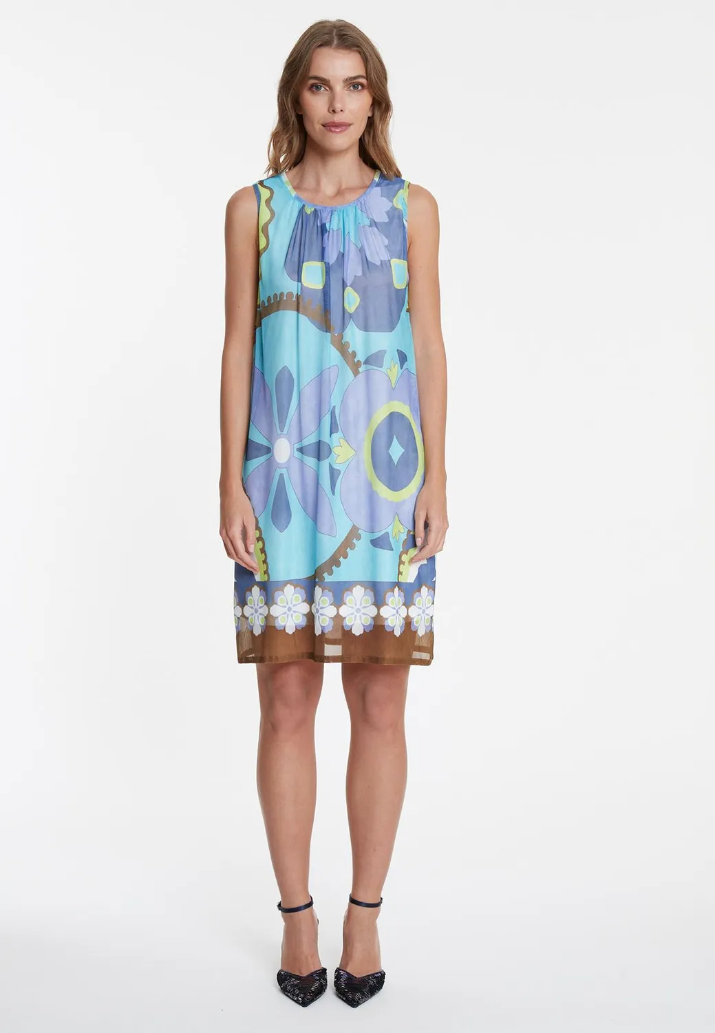 Ana Alcazar Wemona vestito rete azzurro fiori
