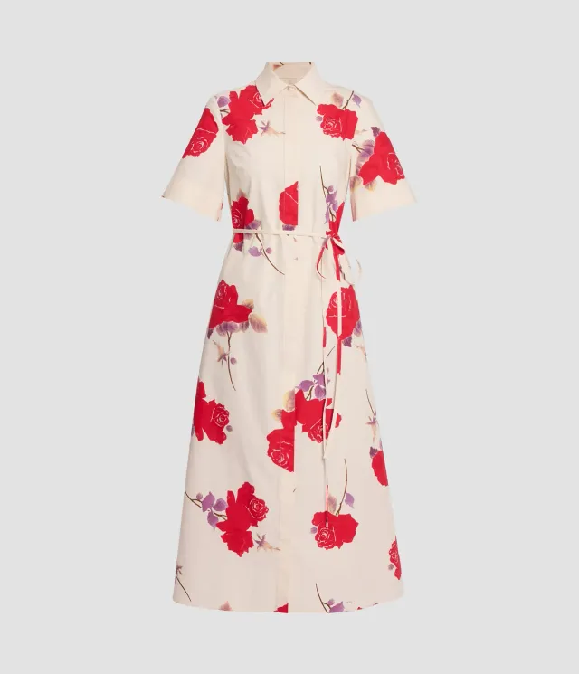 Erdem Floral abito midi cotone maniche corte