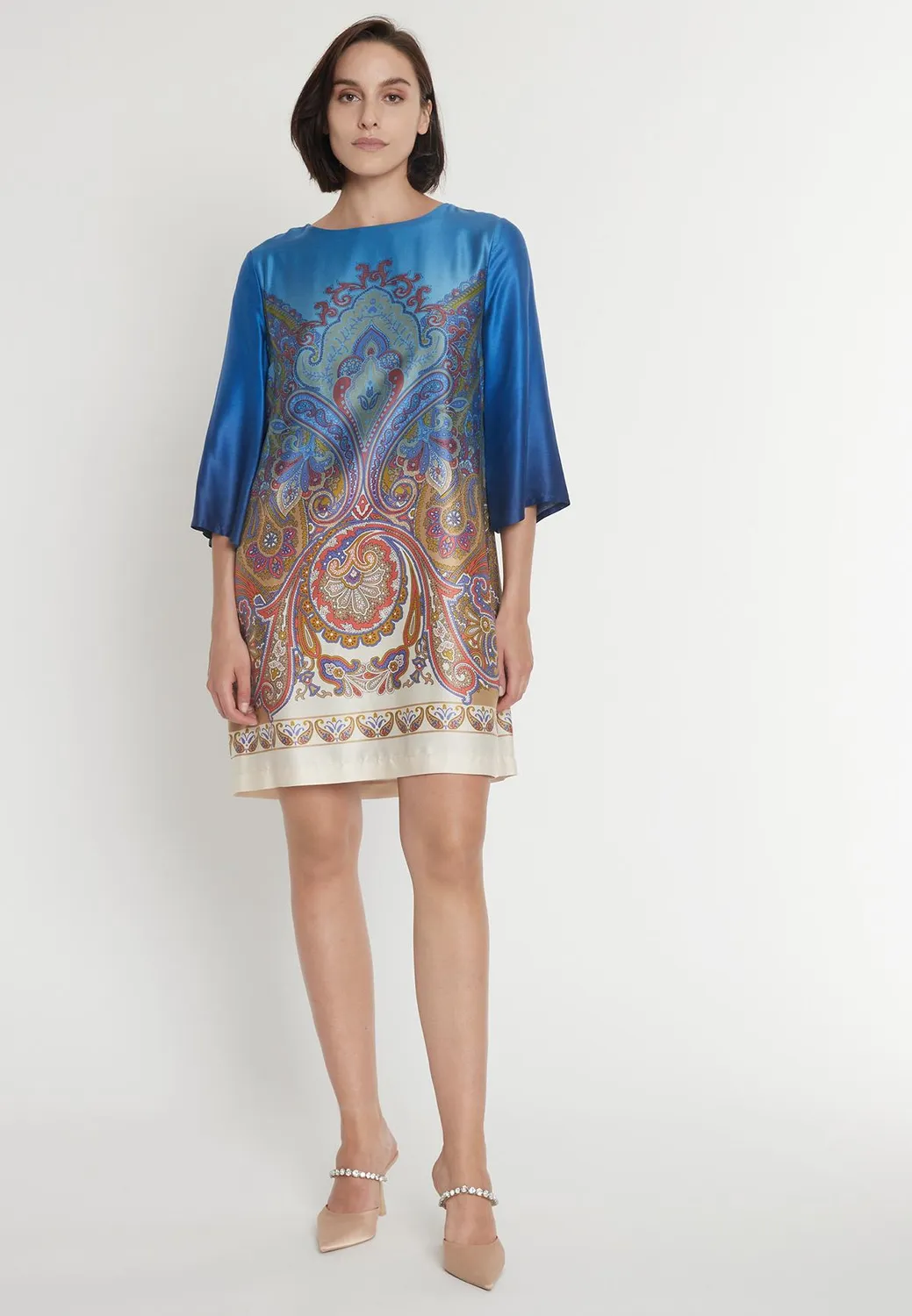 Ana Alcazar Pamila abito corto paisley blu