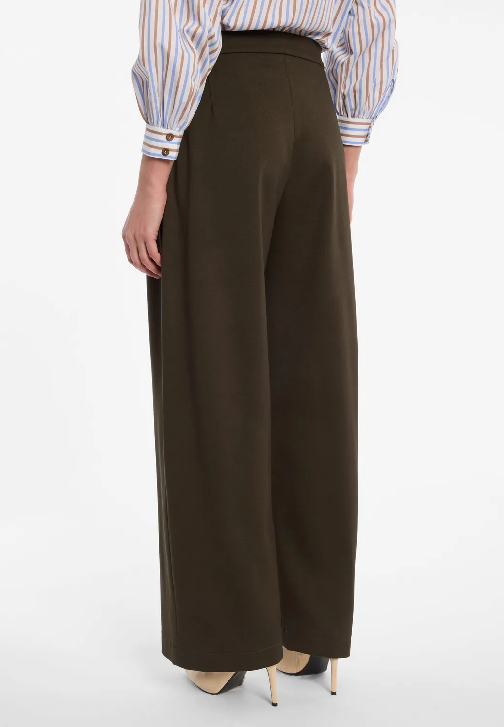 Ana Alcazar Ensensis pantaloni barrel khaki vita alta