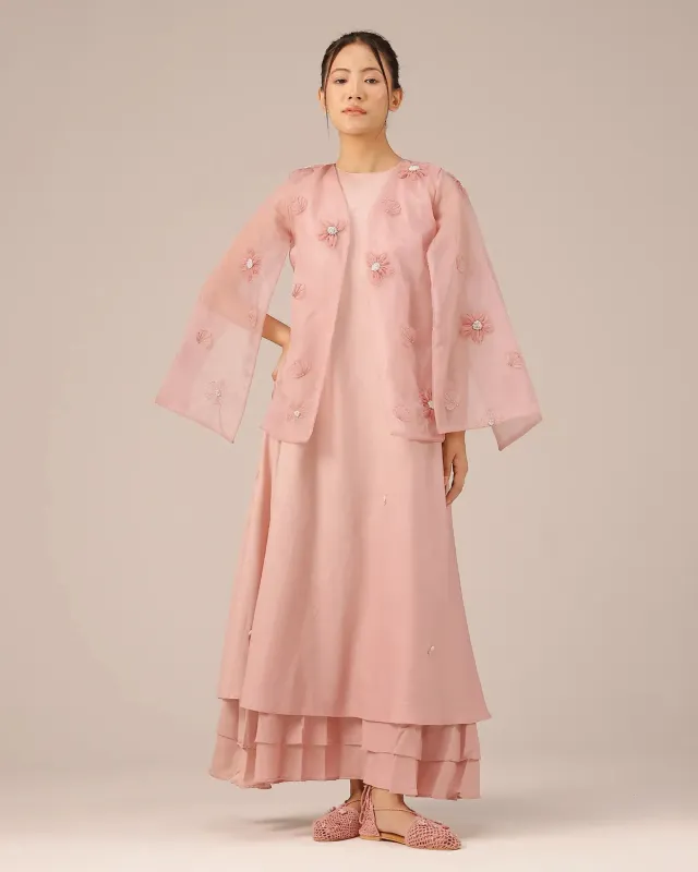 Our Dve Wave Kiss giacca rosa organza fiori