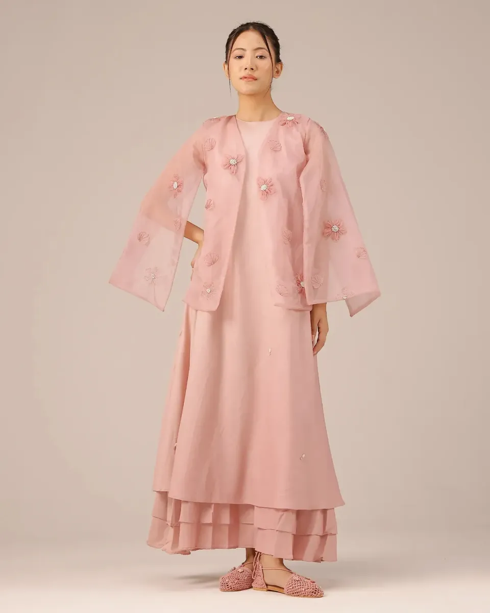 Our Dve Wave Kiss giacca rosa organza fiori