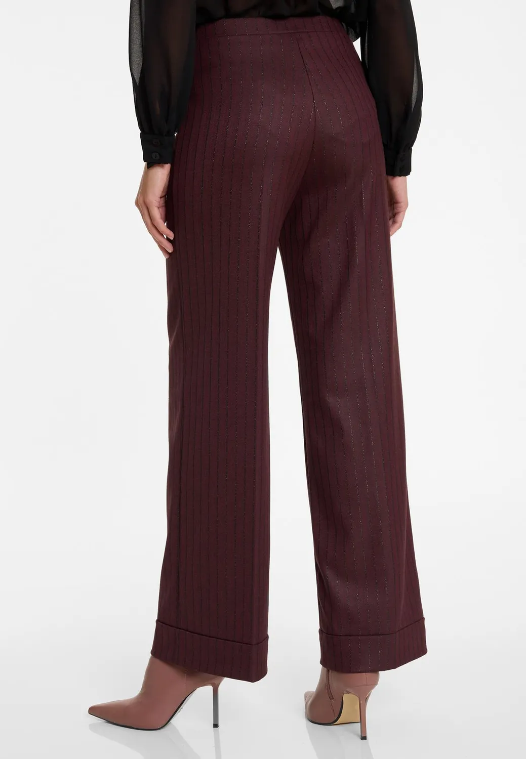 Ana Alcazar Adena pantaloni gessati bordeaux larghi