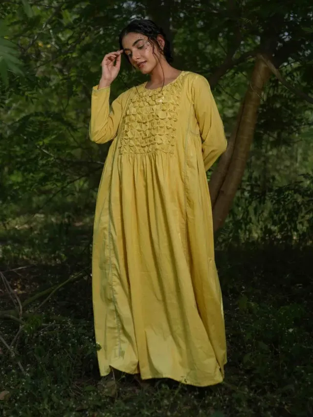 Our Dve Fae Jeremiah Dress abito giallo cotone