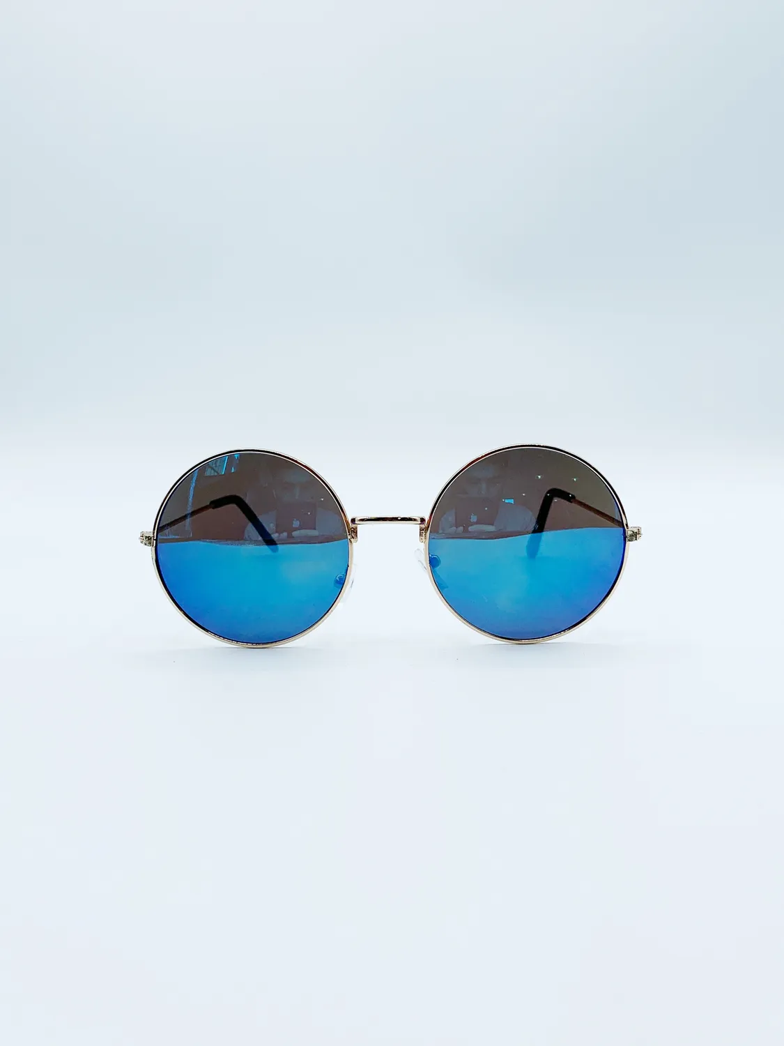 SVNX SG2607120 occhiali da sole rotondi argento specchio blu