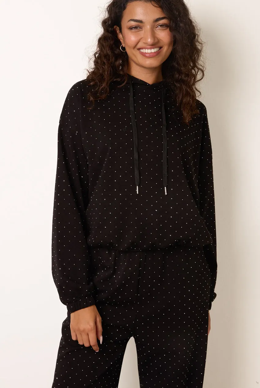 Blue Vanilla Diamante Hooded tuta nera S/M felpata