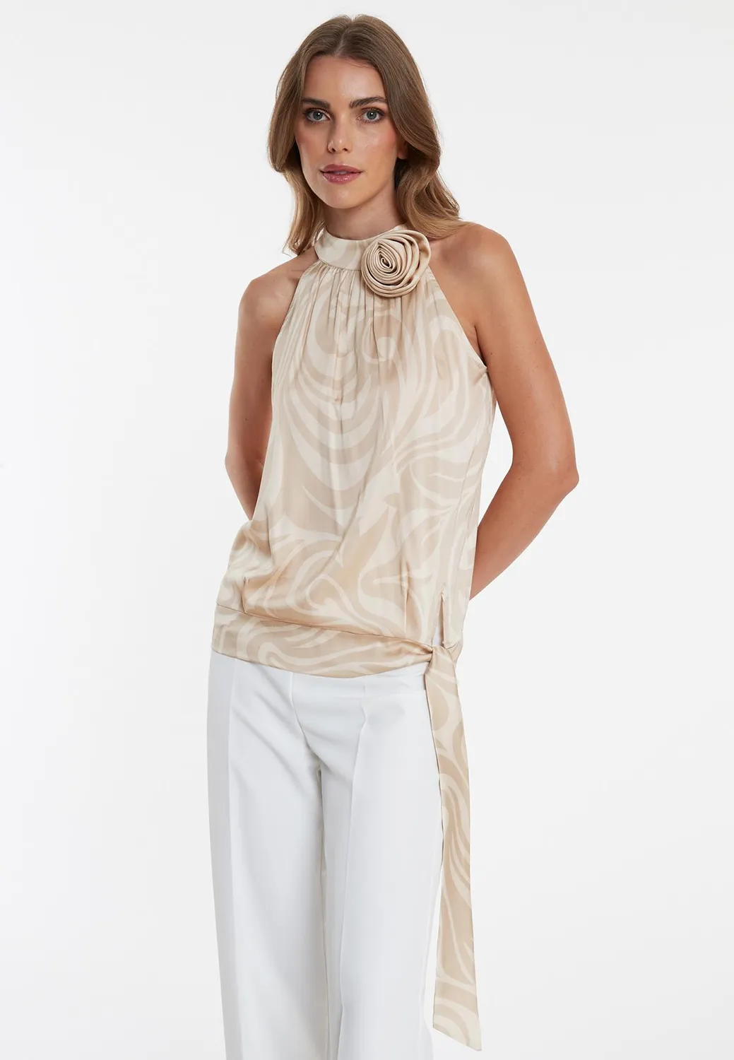 Ana Alcazar Wapara top raso beige halter
