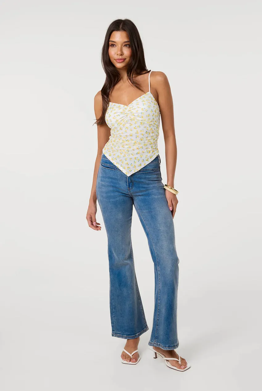 Pink Vanilla top crop mesh stampato giallo limone