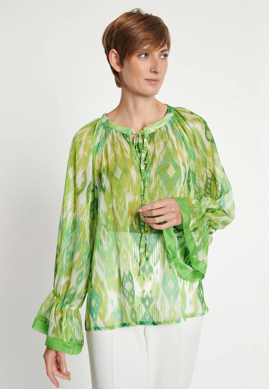 Ana Alcazar Lilori blusa chiffon verde fantasia