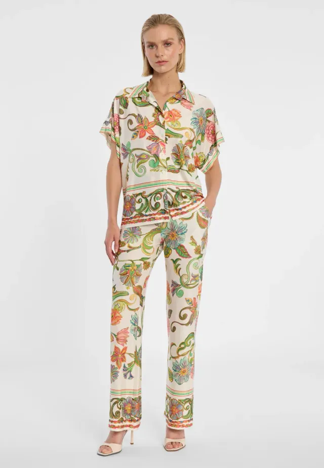 Ana Alcazar Donia pantaloni jersey floreali larghi