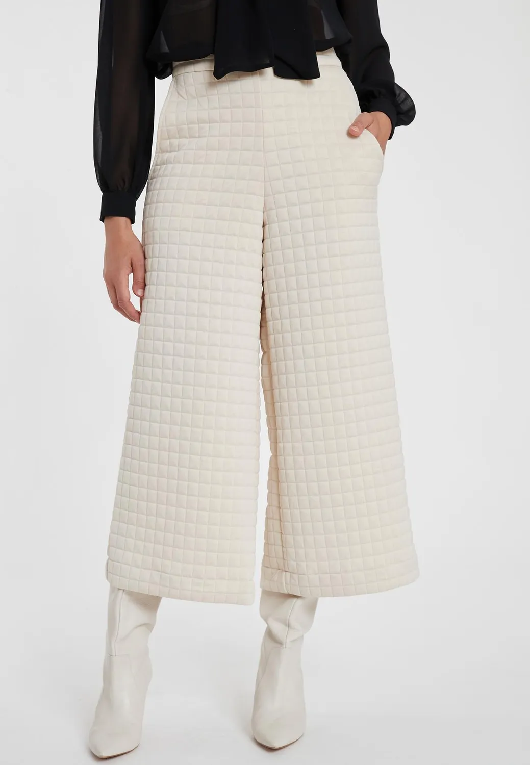 Ana Alcazar Savony pantaloni trapuntati panna 7/8