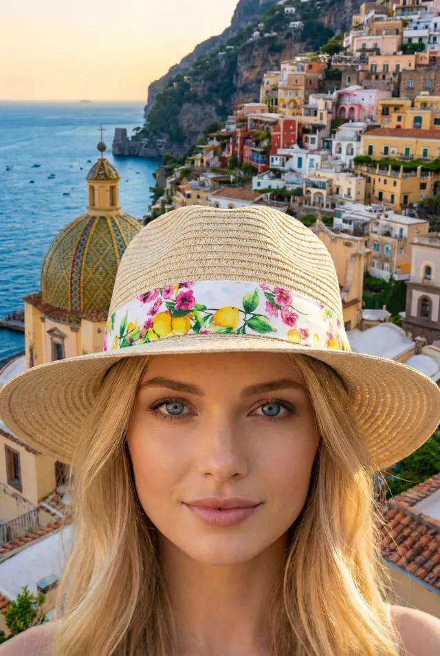 Antica Sartoria FW082 cappello fucsia taglia unica fantasia agrumi