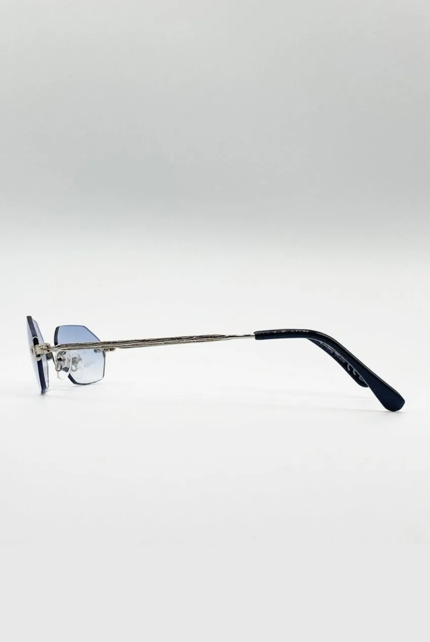 SVNX Oval occhiali da sole blu argento