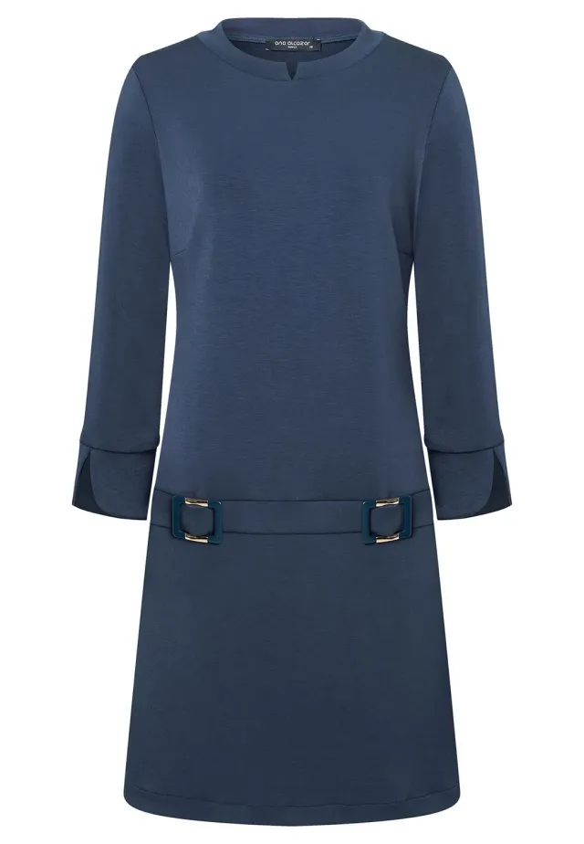 Ana Alcazar Seana abito corto blu svasato jersey