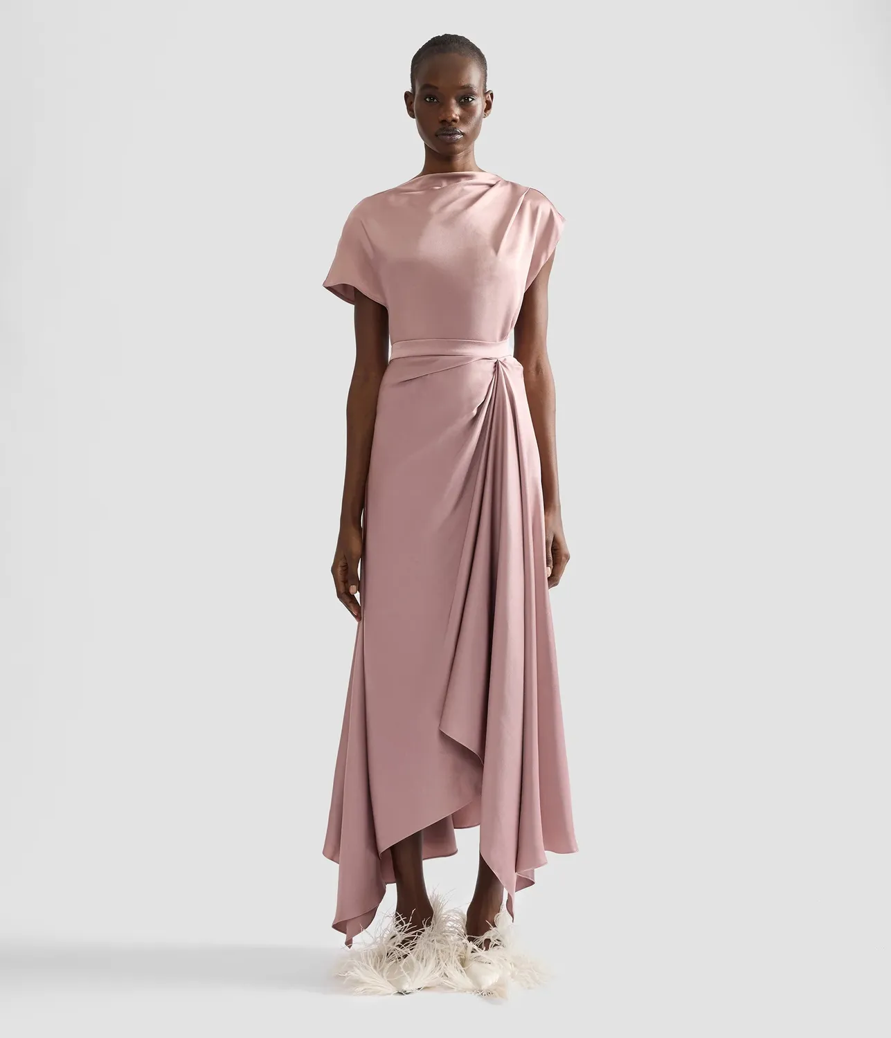 Erdem Satin Draped top raso scollo drappeggiato
