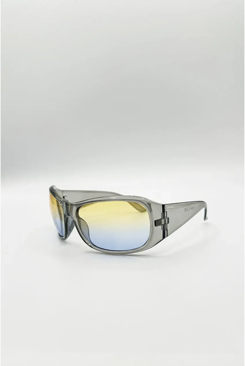 SVNX occhiali sole racer oversize argento UV400