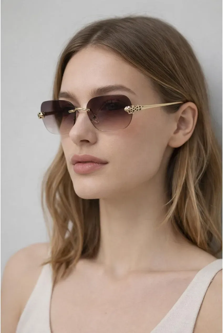 SVNX Jaguar Detail Rimless occhiali sole marroni