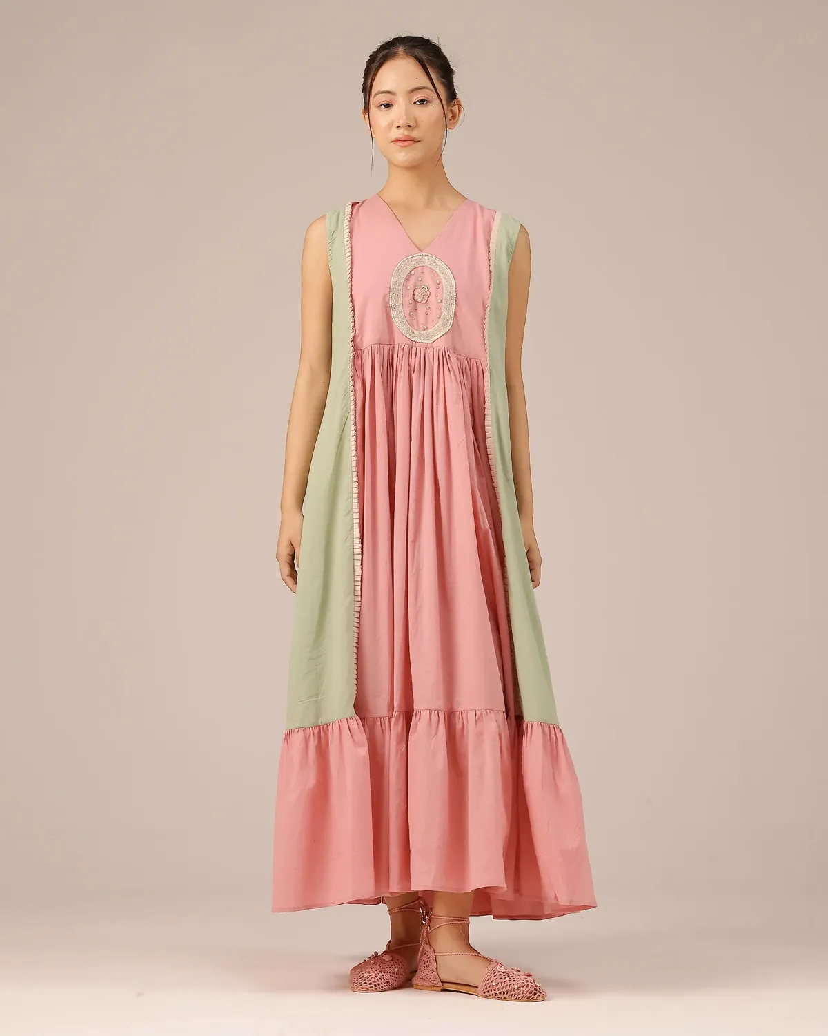 Our Dve Merry Berry completo abito giacca verde organza