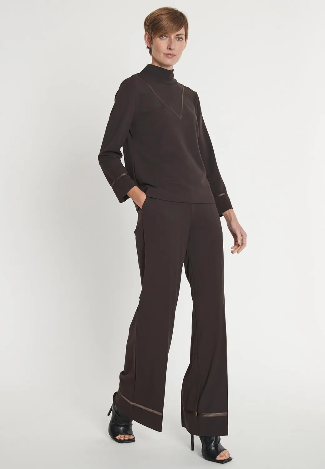 Ana Alcazar Harimi pantaloni marroni vita alta