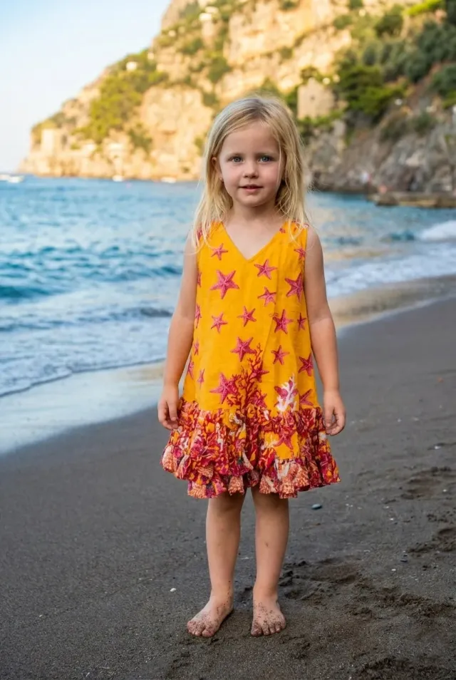 Antica Sartoria Marino FC074 abito bimba smanicato cotone