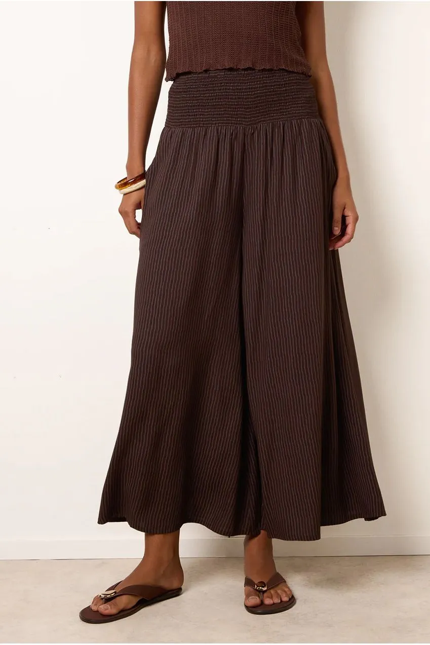 Blue Vanilla Wide Leg Shirred Waist pantaloni palazzo chocolate