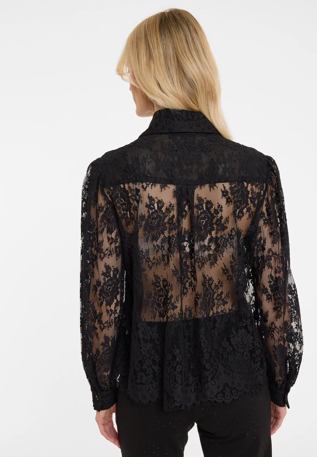 Ana Alcazar Abisia blusa nera in pizzo