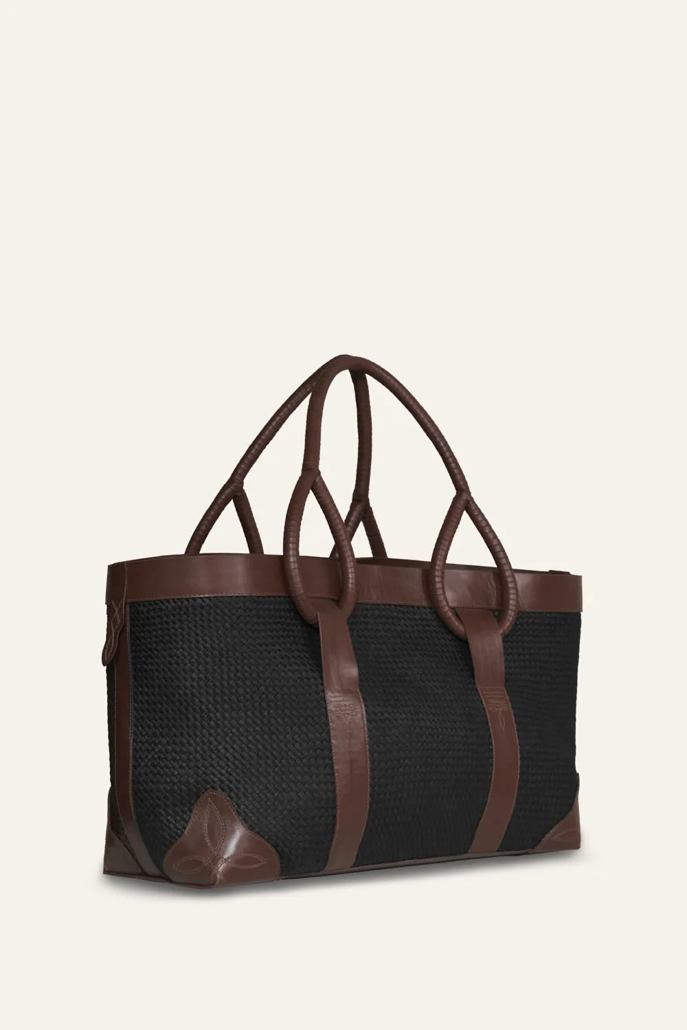 Johanna Ortiz Wind Traveler borsa tote paglia nera